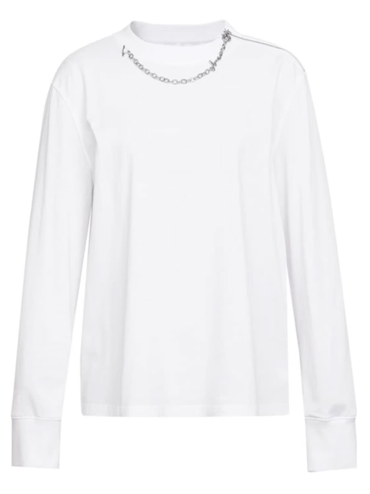 無地 Tシャツ チェーンネックレス付き長袖無地シャツ