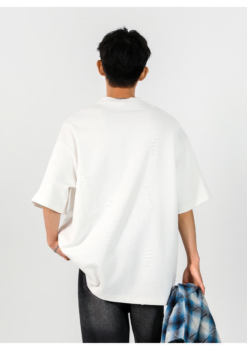 無地 Tシャツ メンズ ダメージ加工 無地 半袖Tシャツ 男女兼用 黒