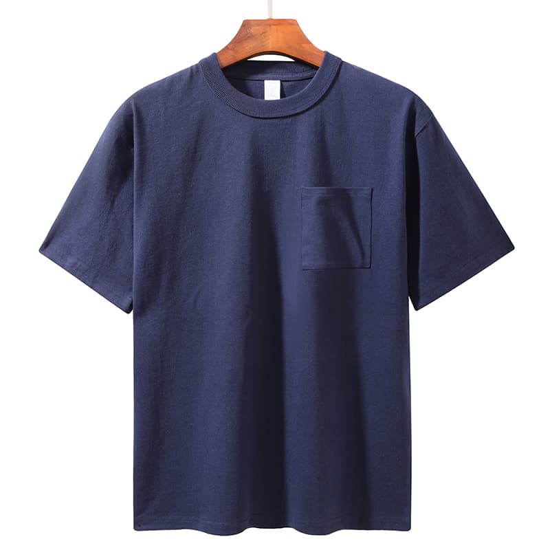 無地 シャツ 上質素材 胸ポケット付きカジュアルTシャツ
