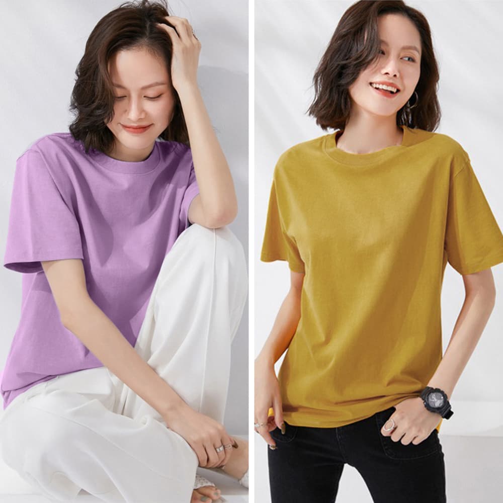 無地 Tシャツ 無地半袖シャツレディースゆったり体型カバー多色展開
