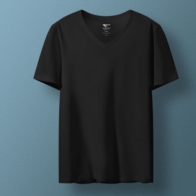 無地 Tシャツ 上質素材Vネック半袖シャツ