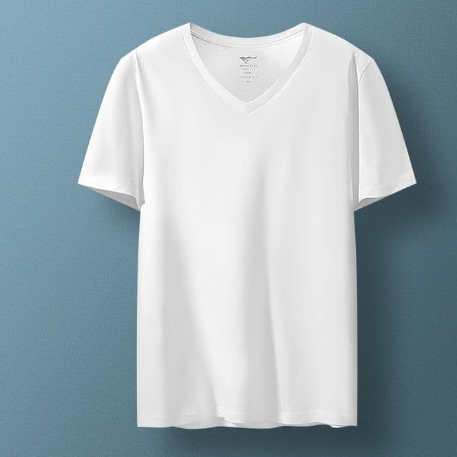 無地 Tシャツ 上質素材Vネック半袖シャツ