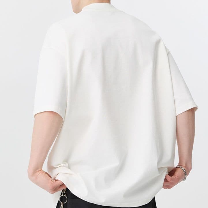 無地 Tシャツ モックネック ゆったり半袖