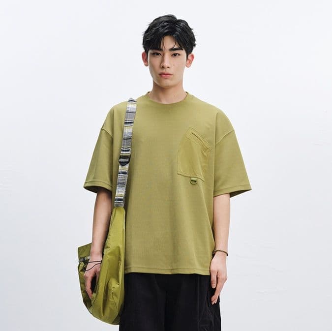 無地 Tシャツ 胸ポケット付き上質素材無地半袖