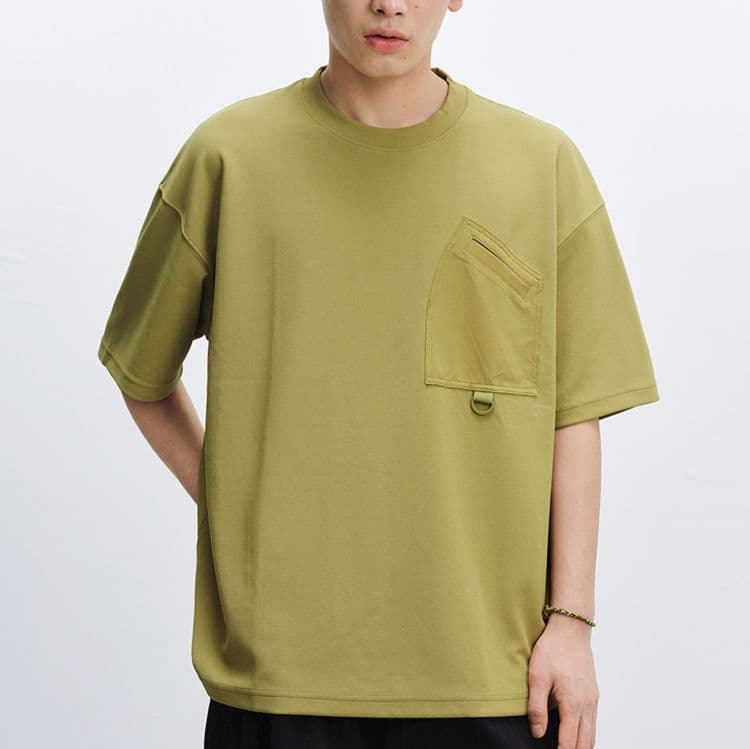 無地 Tシャツ 胸ポケット付き上質素材無地半袖