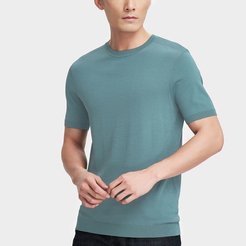 無地 Tシャツ シンプル丸首ストレッチ半袖カットソー