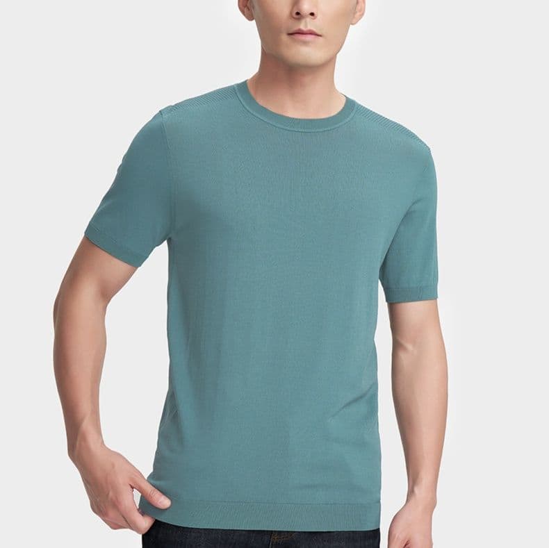 無地 Tシャツ シンプル丸首ストレッチ半袖カットソー