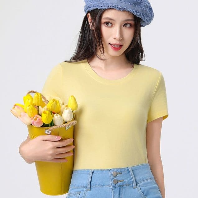 無地 Tシャツ シンプル丸首 なめらか半袖シャツ