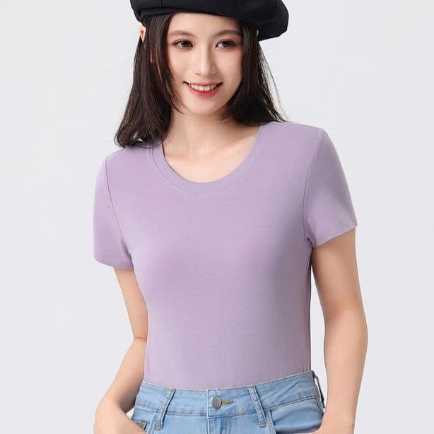 無地 Tシャツ シンプル丸首 なめらか半袖シャツ