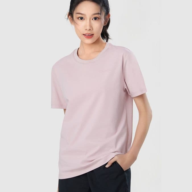 無地 Tシャツ シンプル美人 丸首半袖コットンシャツ