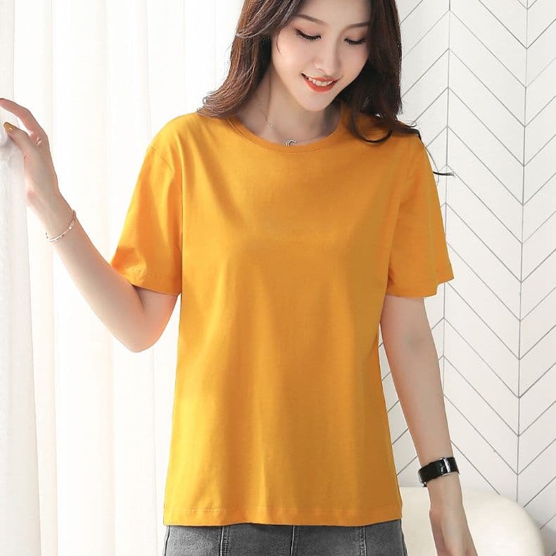 無地 Tシャツ シンプル美シルエット半袖トップス