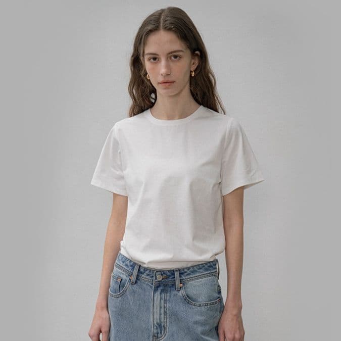 無地 Tシャツ すっきり着こなせる 定番丸首半袖