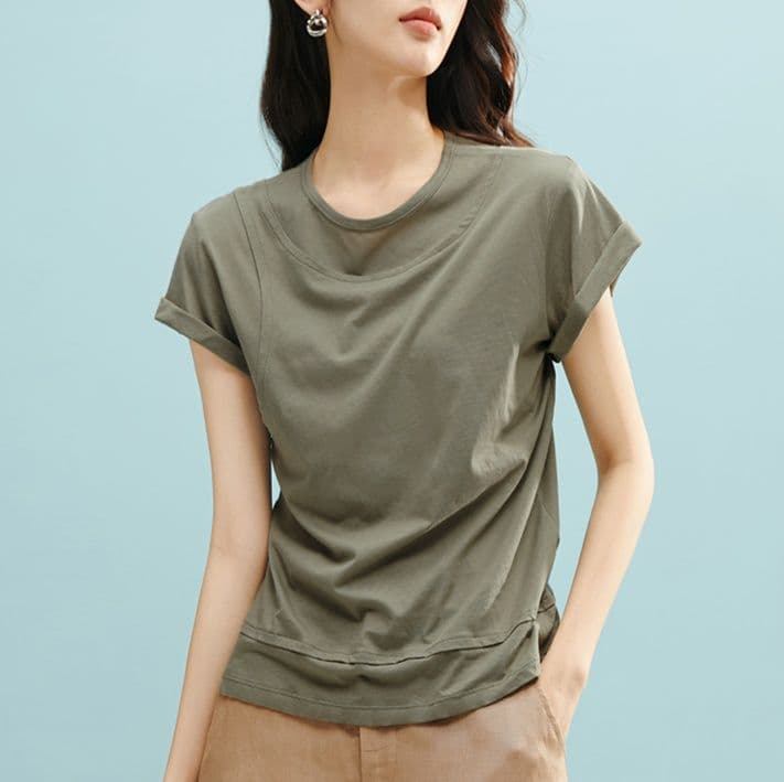 無地 Tシャツ 洗練シルエット 上質素材フレンチ袖