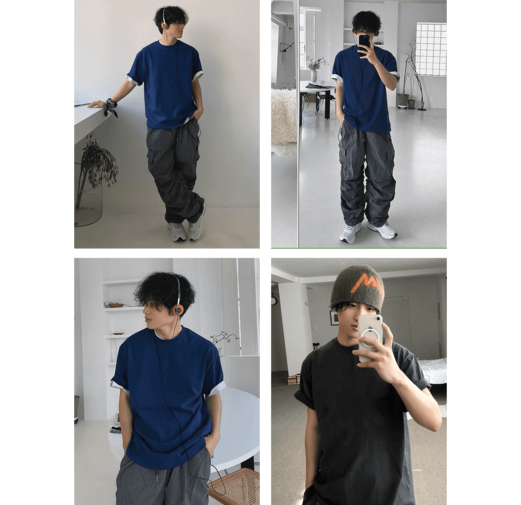 無地 Tシャツ リラックスオーバー半袖シャツ