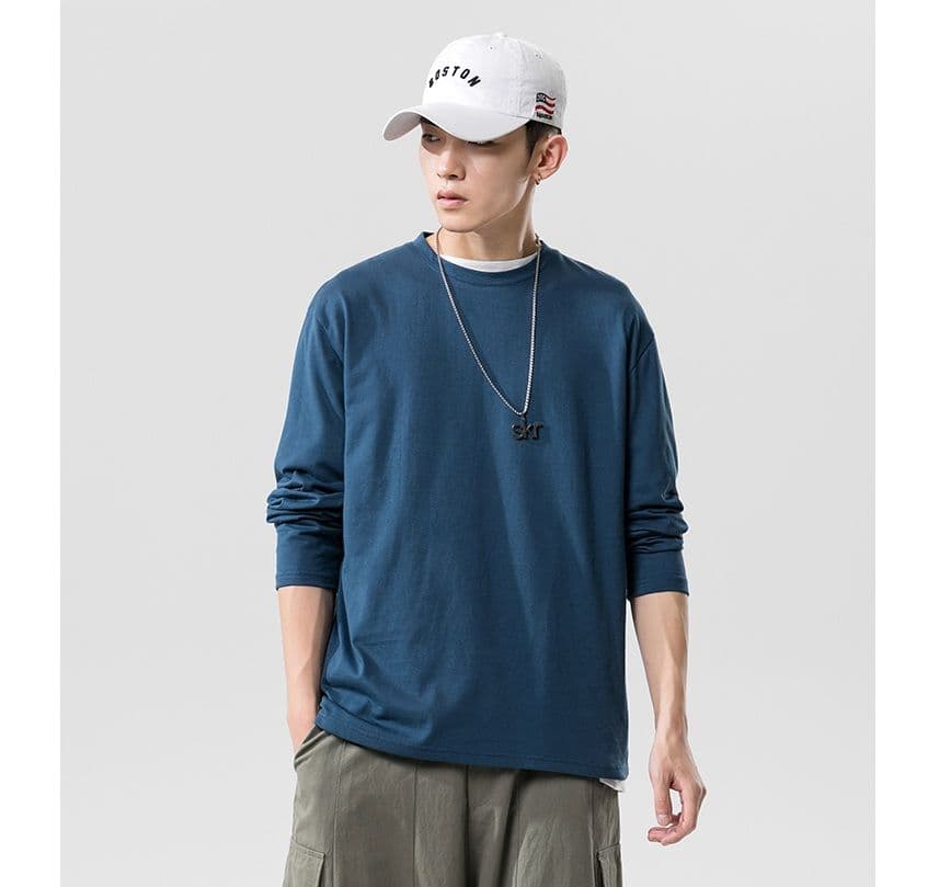 無地 Tシャツ ゆったりシルエット長袖無地Tシャツ
