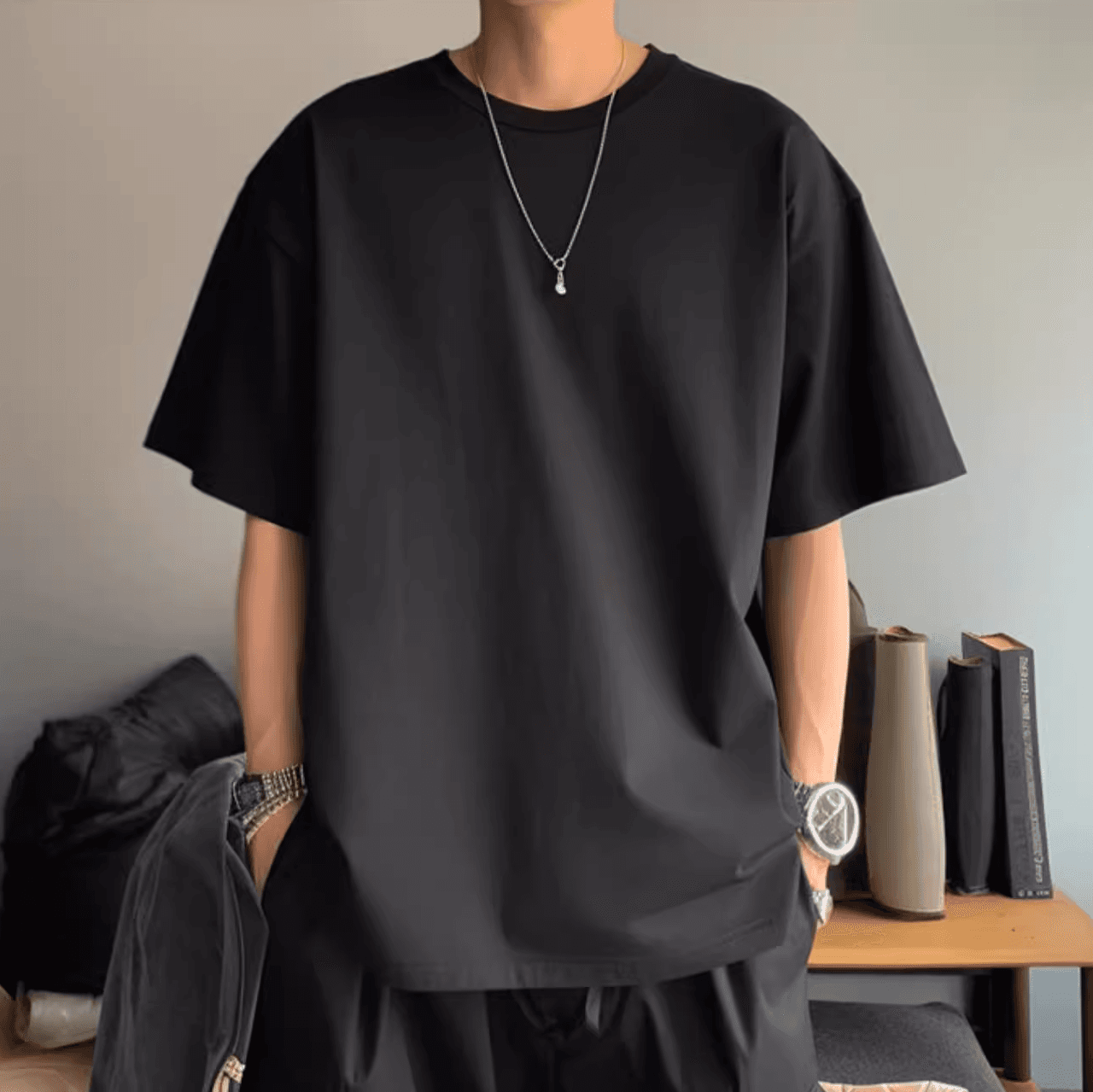 無地 Tシャツ ゆったりシルエット 半袖無地Tシャツ