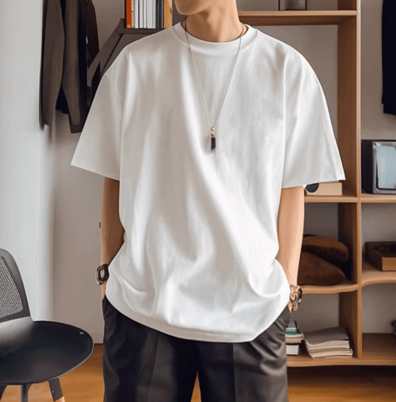 無地 Tシャツ ゆったりシルエット 半袖無地Tシャツ