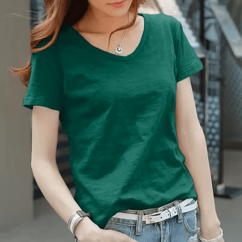 無地 Tシャツ なめらか質感 ゆったり首元無地Tシャツ