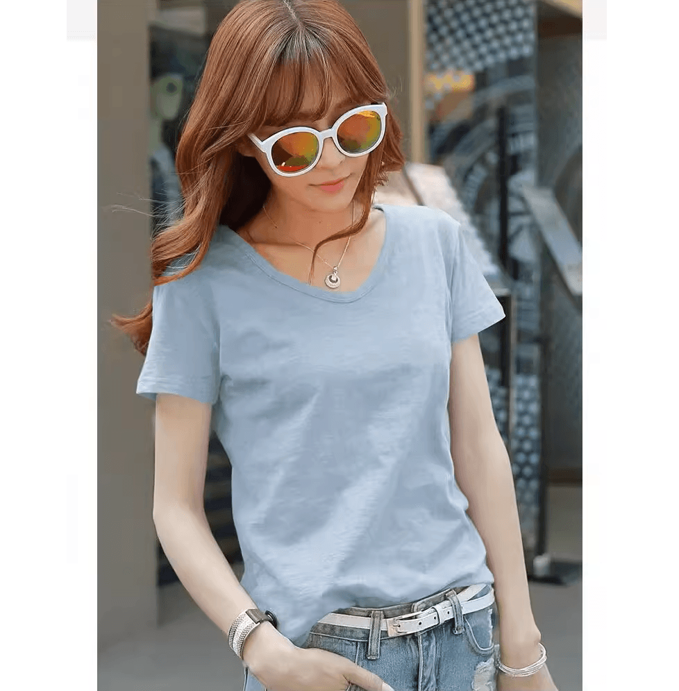 無地 Tシャツ なめらか質感 ゆったり首元無地Tシャツ