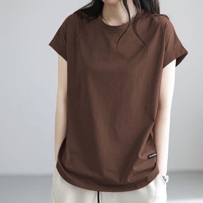 無地 Tシャツ シンプル上質コットン丸首半袖シャツ