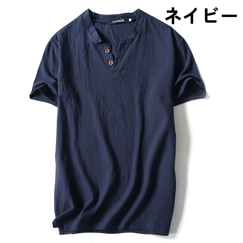 無地 Tシャツ メンズ ヘンリーネック 無地 半袖 大きいサイズ 夏用