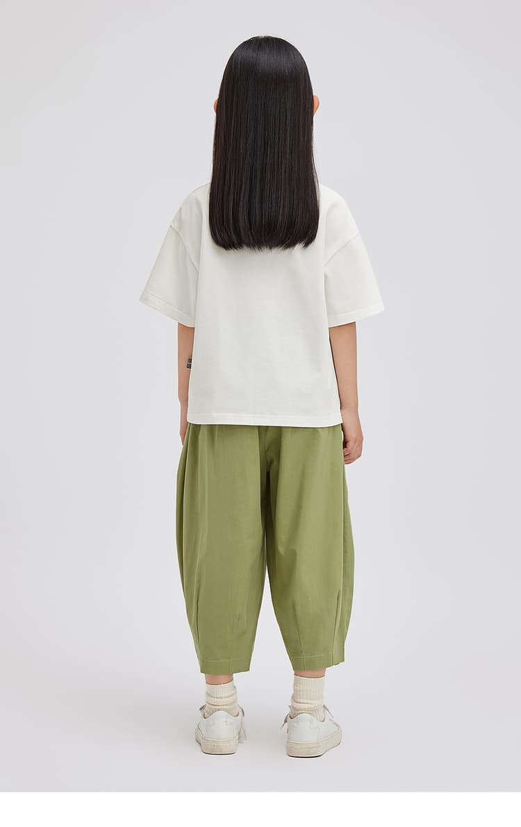 無地 Tシャツ キッズ 襟元の波型装飾がかわいい丸首半袖