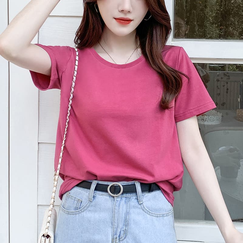 無地 Tシャツ 無地 Tシャツ シンプル丸首ベーシック半袖Tシャツ