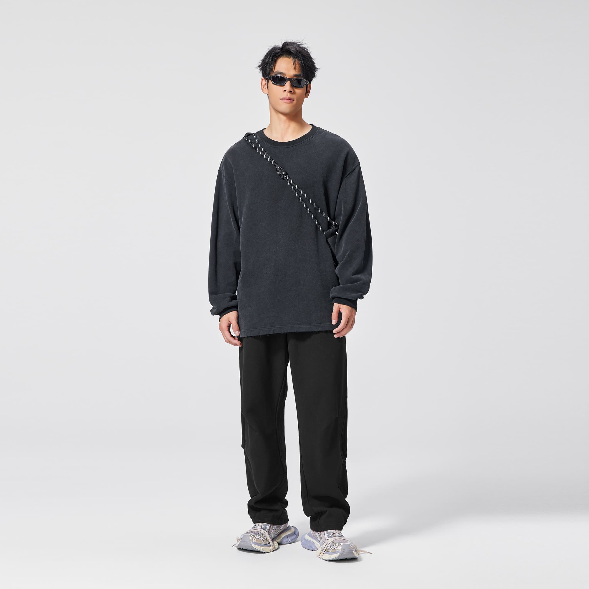 無地 シャツ クラシックシルエット ワイドクルーネック スウェット