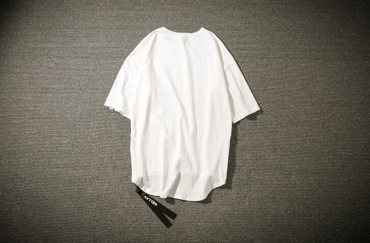 無地 Tシャツ 無地半袖ティーシャツ サイドジッパー ロング丈 男性用