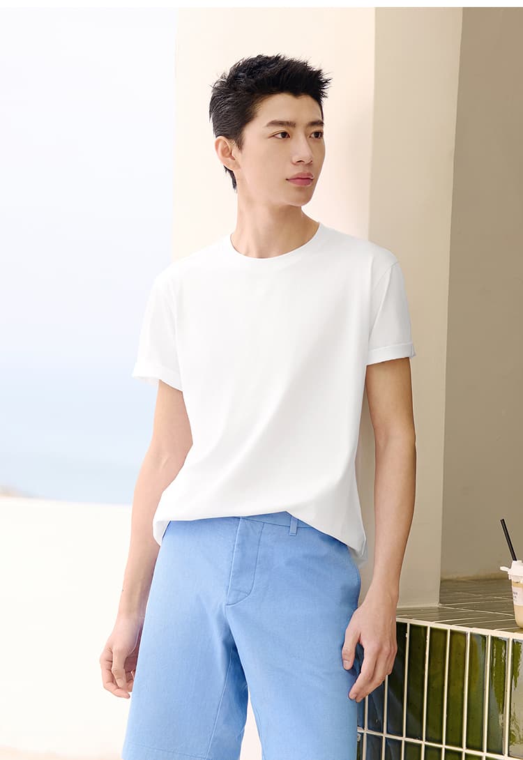 無地 Tシャツ ベーシックシルエット 快適素材半袖シャツ