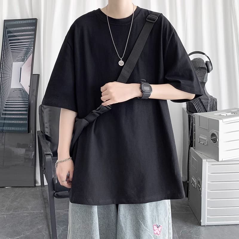 無地 Tシャツ ゆったりシルエット五分袖無地シャツ