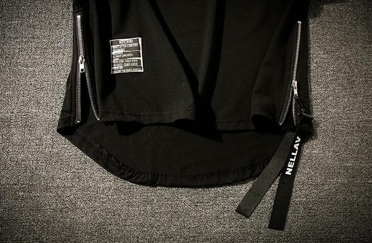 無地 Tシャツ 無地半袖ティーシャツ サイドジッパー ロング丈 男性用