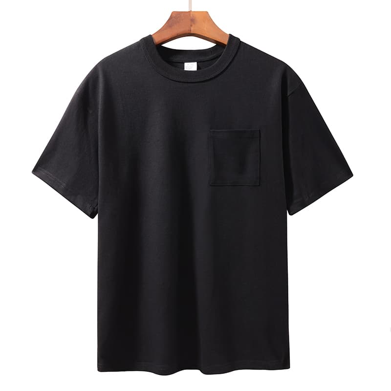 無地 シャツ 上質素材 胸ポケット付きカジュアルTシャツ