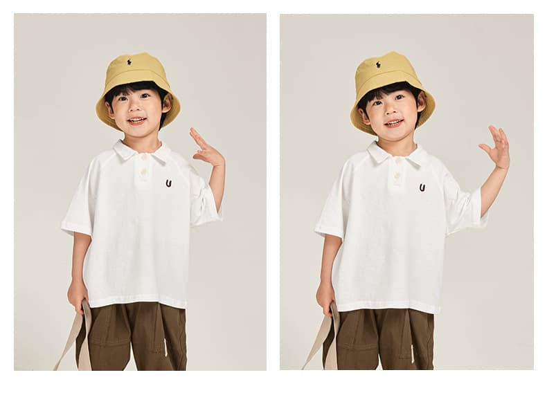 無地 Tシャツ 子供用シンプル襟付きポロシャツ