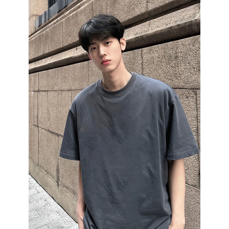無地 シャツ シンプル デザイン ゆったり シルエット 半袖シャツ