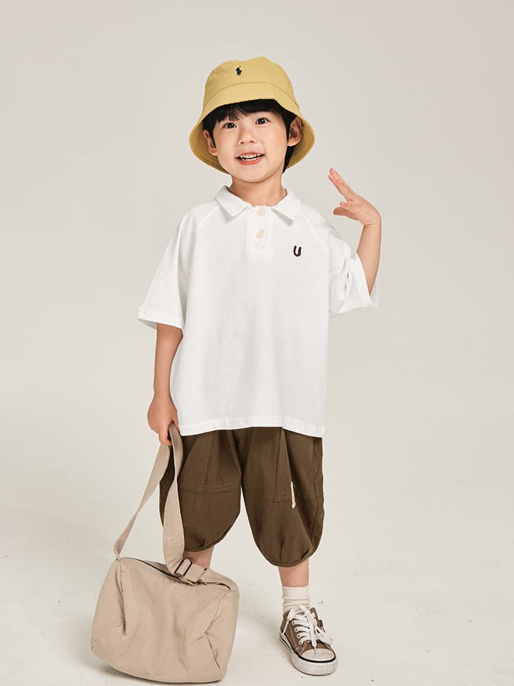 無地 Tシャツ 子供用シンプル襟付きポロシャツ
