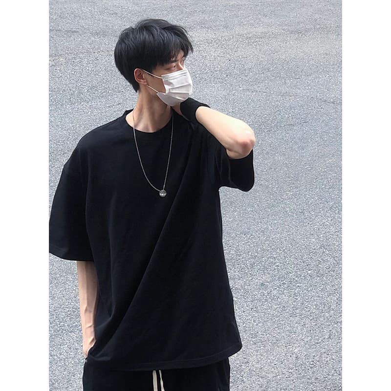 無地 Tシャツ シンプル日常着ゆったりサイズ半袖