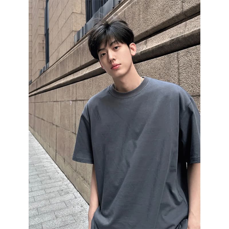 無地 シャツ シンプル デザイン ゆったり シルエット 半袖シャツ