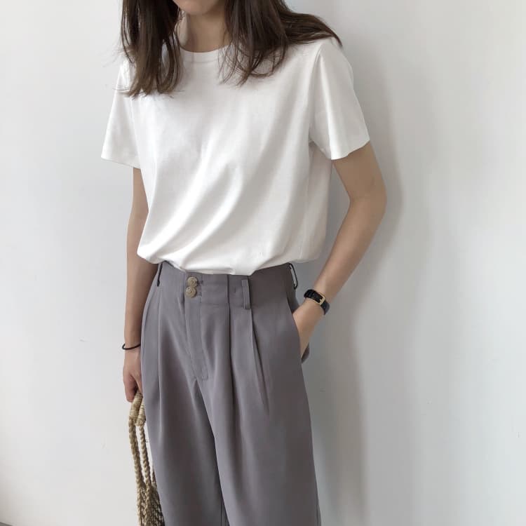 無地 Tシャツ 無地白ティシャツ レディース 丸首 夏新作 普段使い