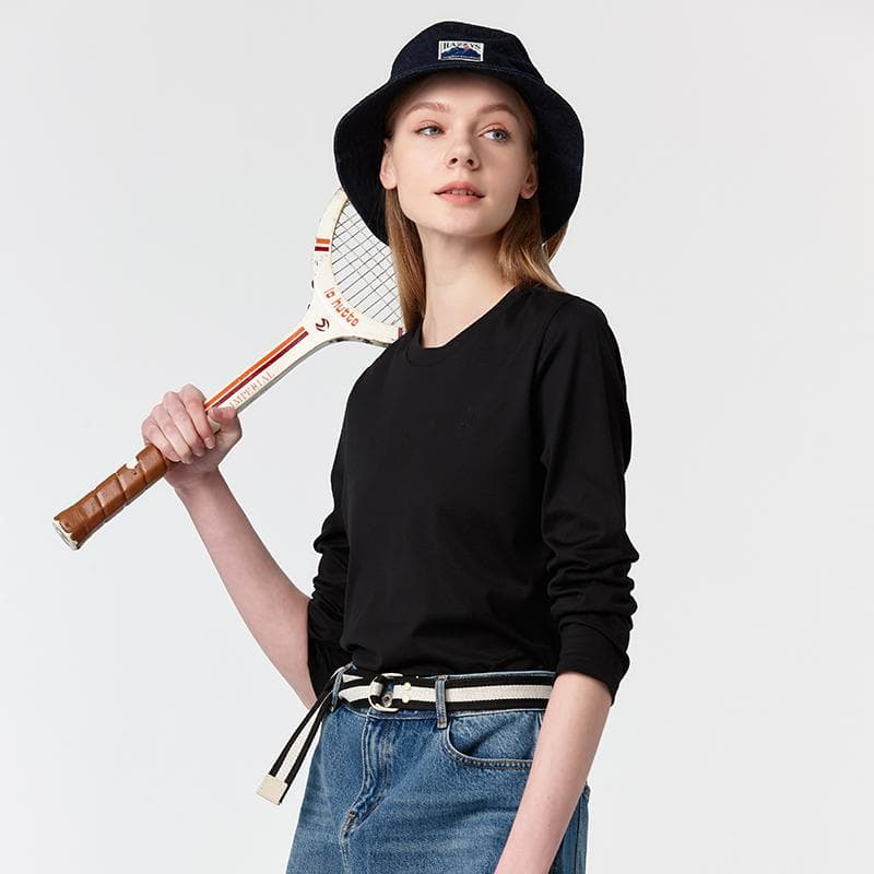 無地 Tシャツ ベーシック長袖無地トップス