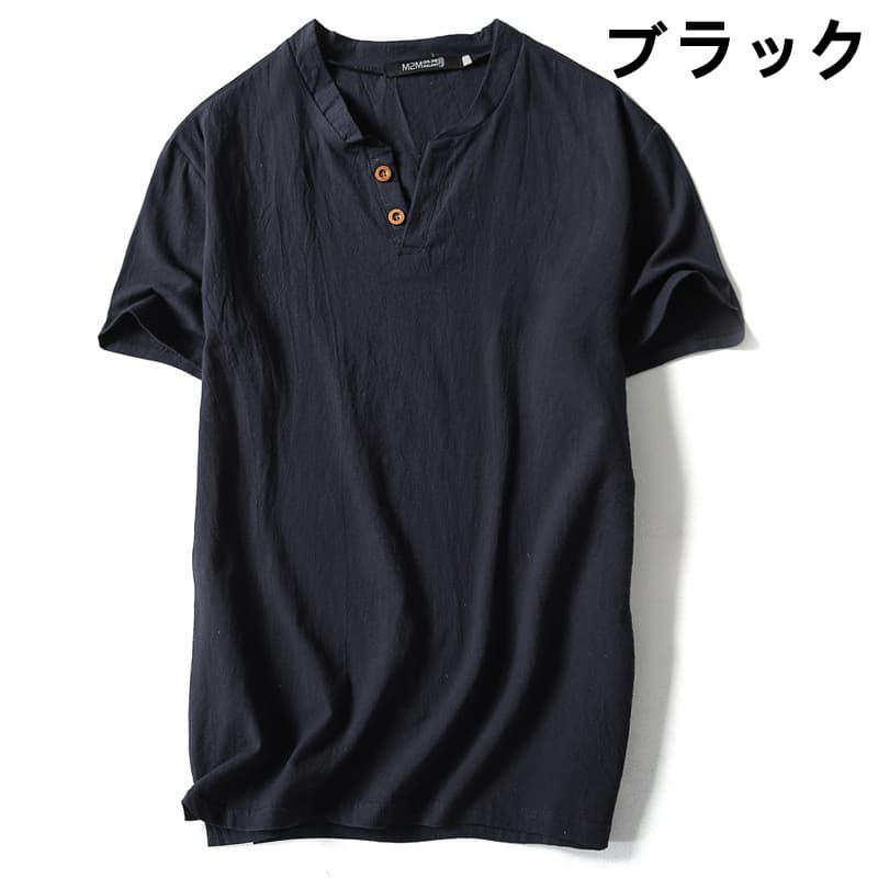 無地 Tシャツ メンズ ヘンリーネック 無地 半袖 大きいサイズ 夏用