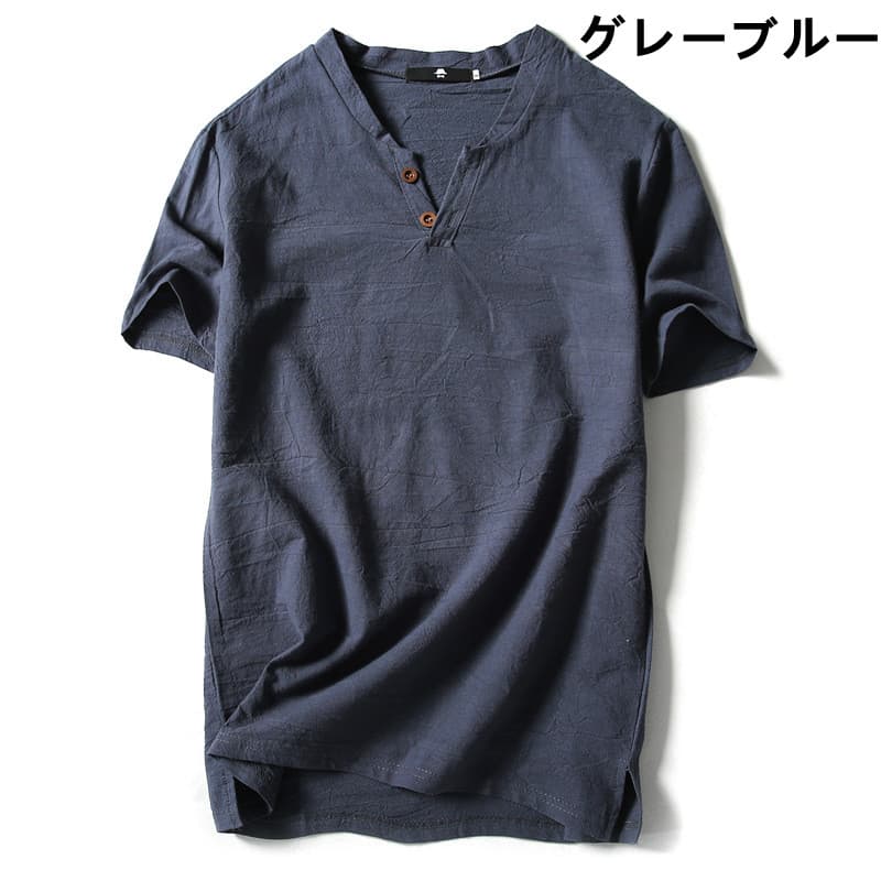 無地 Tシャツ メンズ ヘンリーネック 無地 半袖 大きいサイズ 夏用