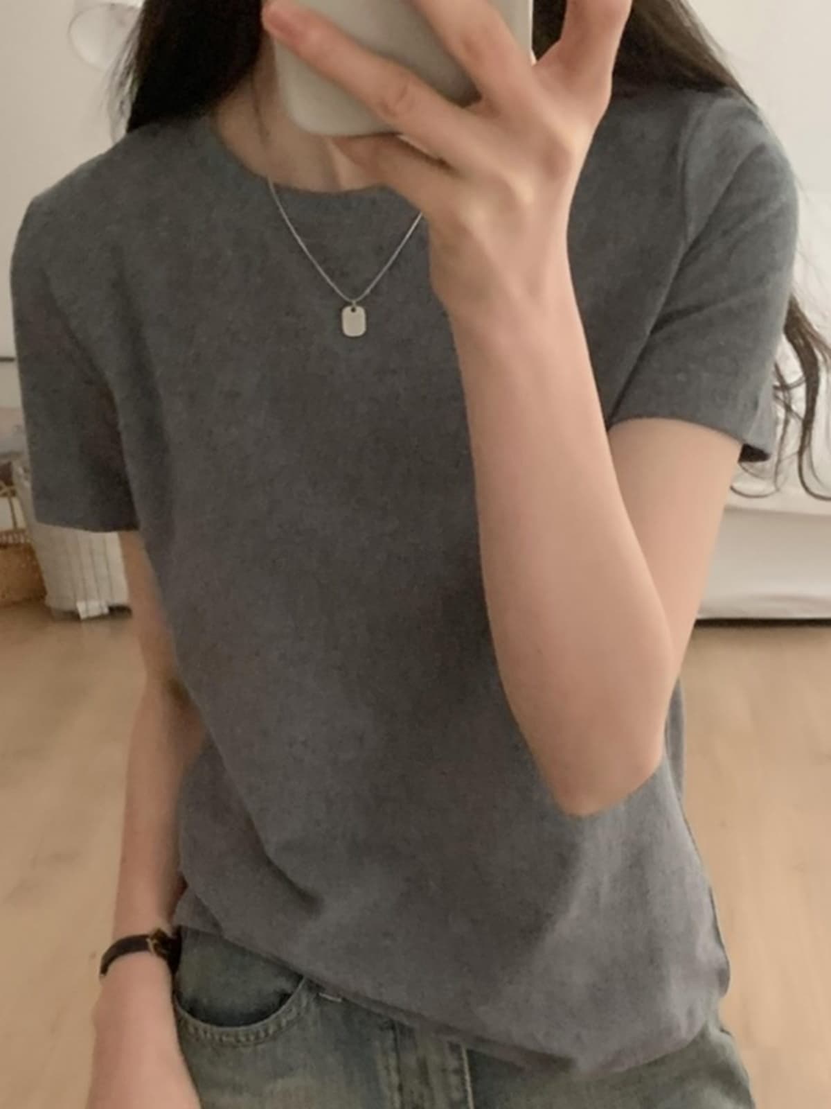 無地 Tシャツ すっきりシルエット 半袖無地シャツ