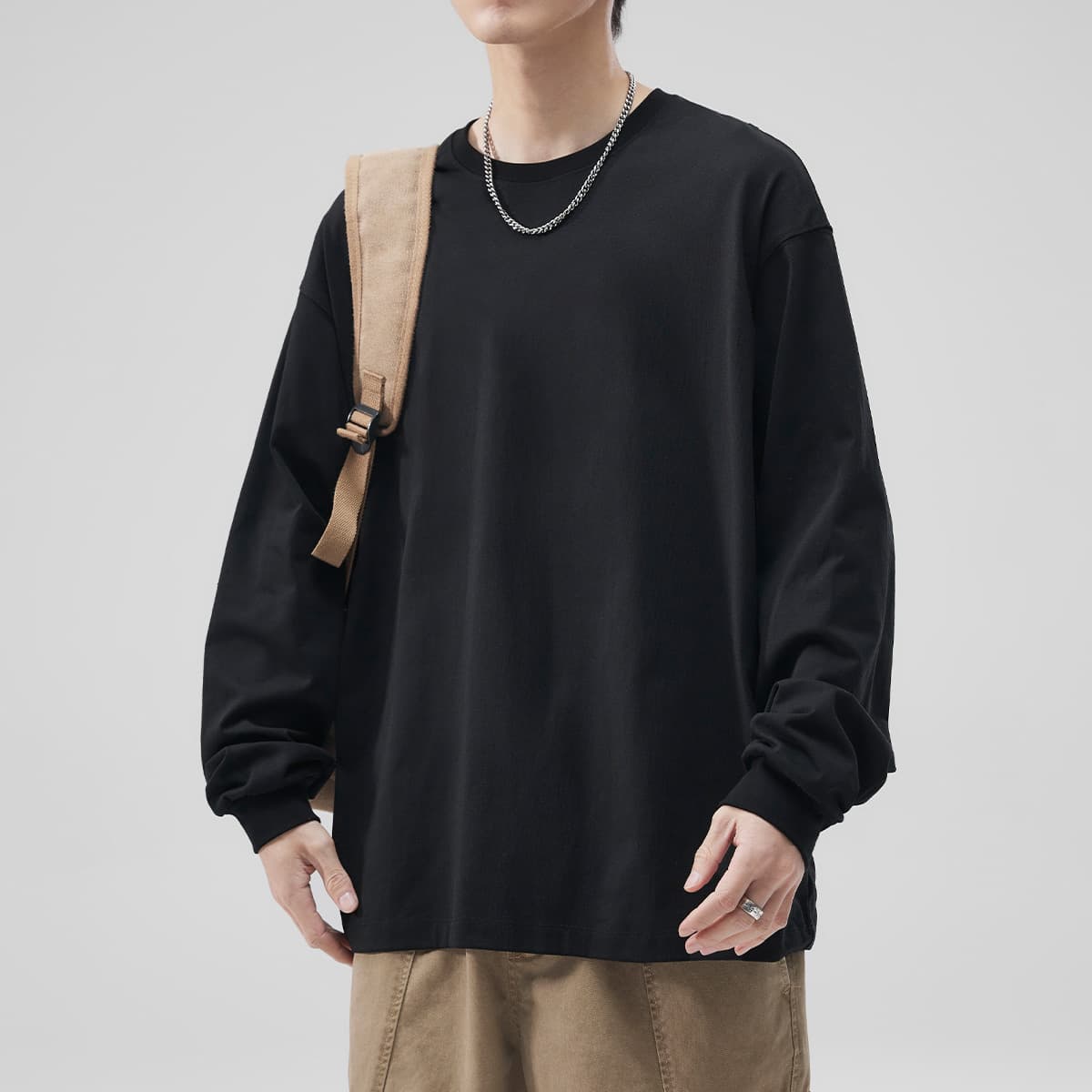 無地 Tシャツ シンプル ゆったりサイズ 長袖カットソー