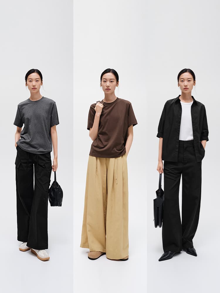 無地 シャツ シンプル美シルエット ベーシックカットソー