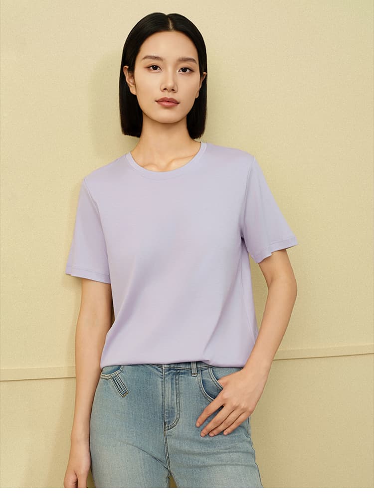 無地 Tシャツ レディース すっきりシルエット 上質素材 快適無地半袖