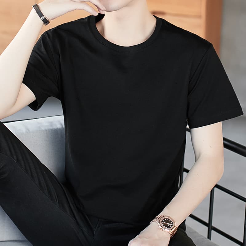 無地 Tシャツ すっきり着こなせる定番丸首半袖