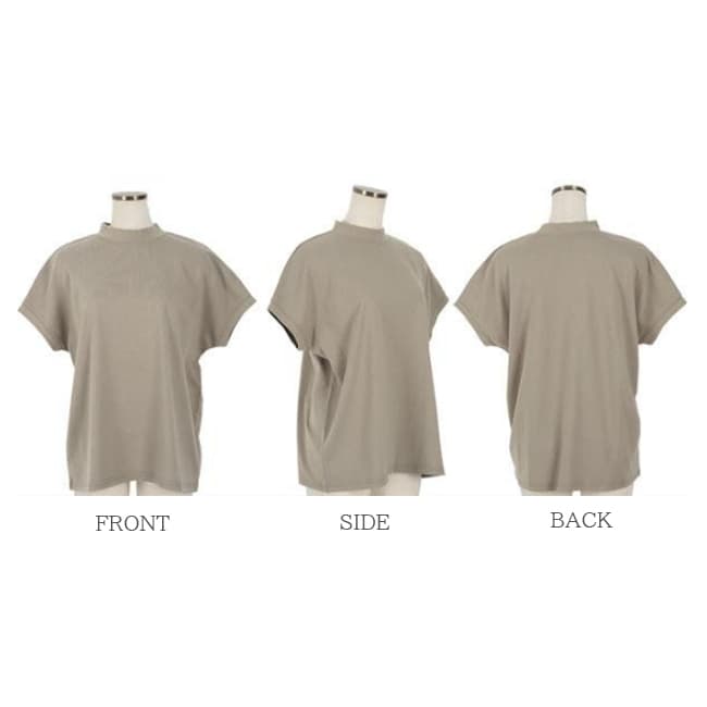無地 Tシャツ レディース プチハイネック 半袖 無地 白 着回し抜群 春夏