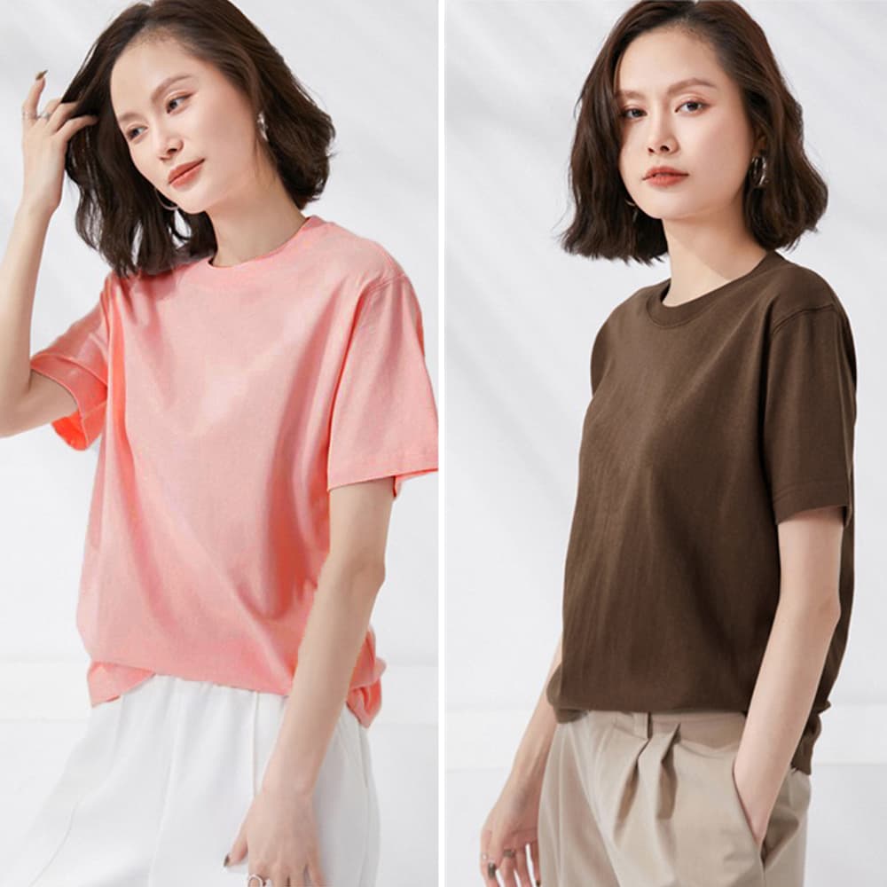 無地 Tシャツ 無地半袖シャツレディースゆったり体型カバー多色展開