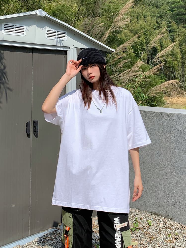 無地 シャツ シンプルゆったりカジュアル半袖シャツ